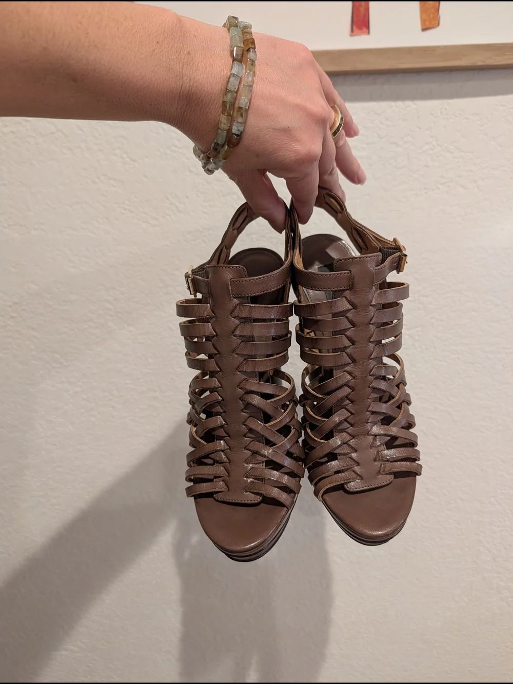 Ann Taylor Brown Strappy High Heel Sandals Sz6